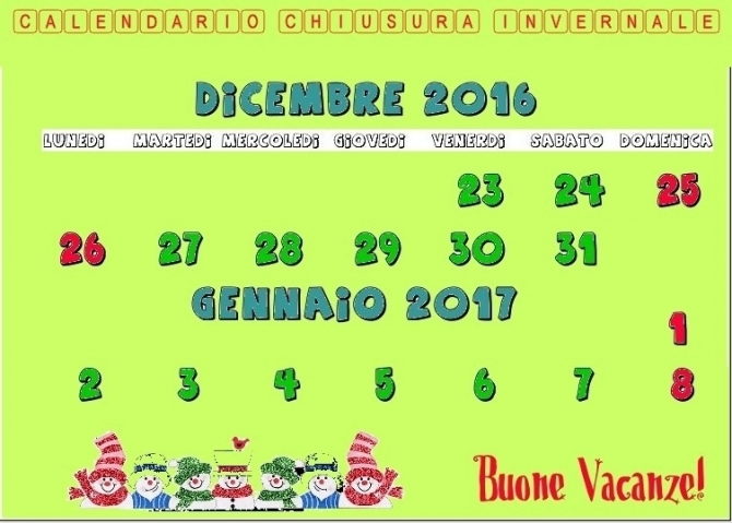 CALENDARIO FERIE INVERNALI 2016/2017 - il portale dei lavoratori