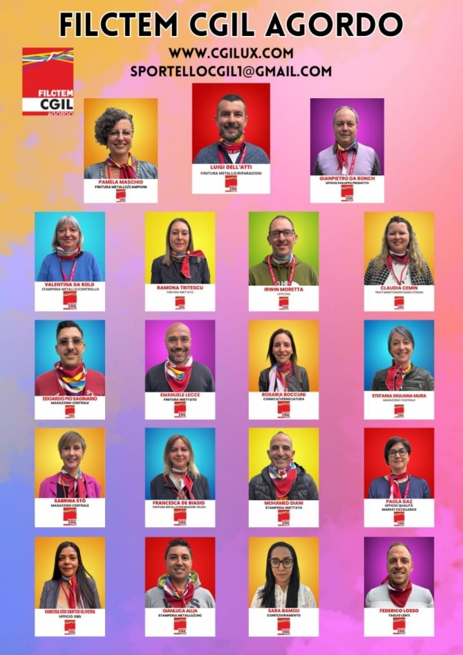 ECCO LA NUOVA R.S. FILCTEM CGIL DI AGORDO - il portale dei lavoratori